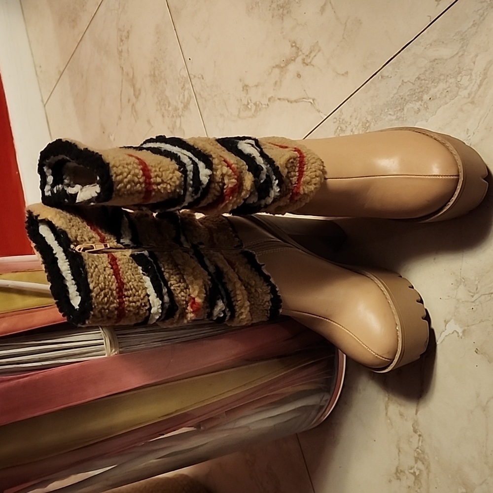 Tan Stipe boots various sizes